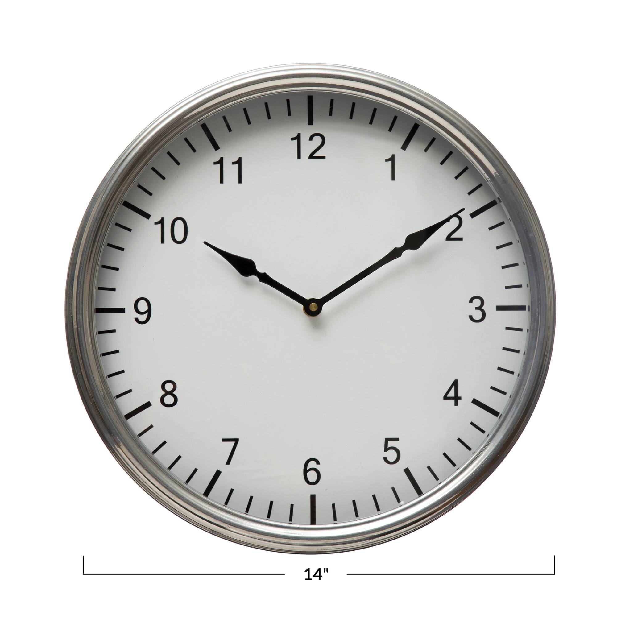 Hello Honey® 14" Antique Nickel Finish Classic Round Metal Wall Clock